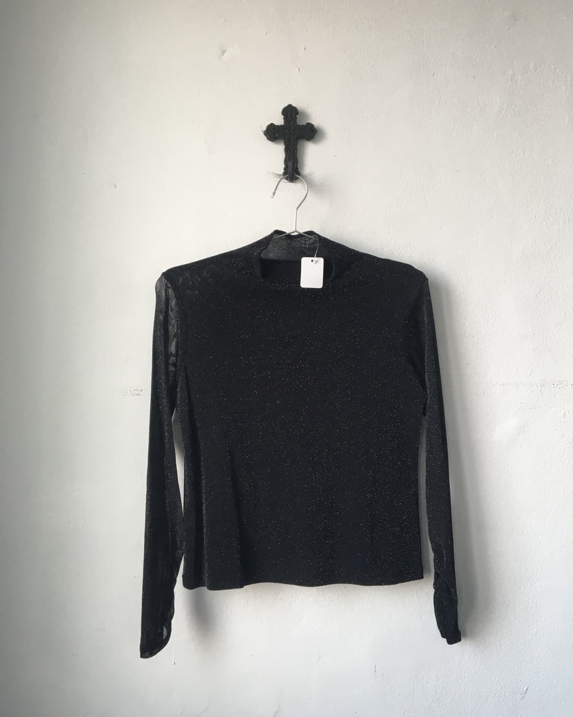 Glitter high neck mesh top 상품이미지1