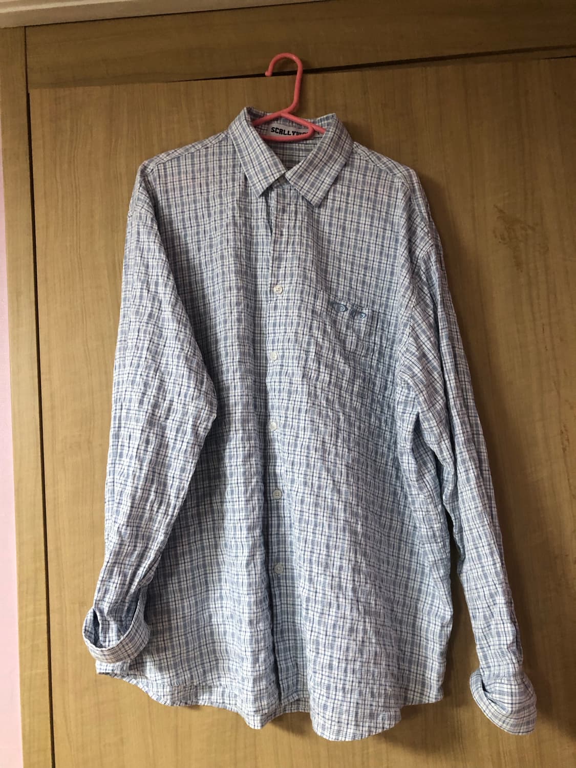 스켈리웩 블러 체크 셔츠 스카이블루 상품이미지1