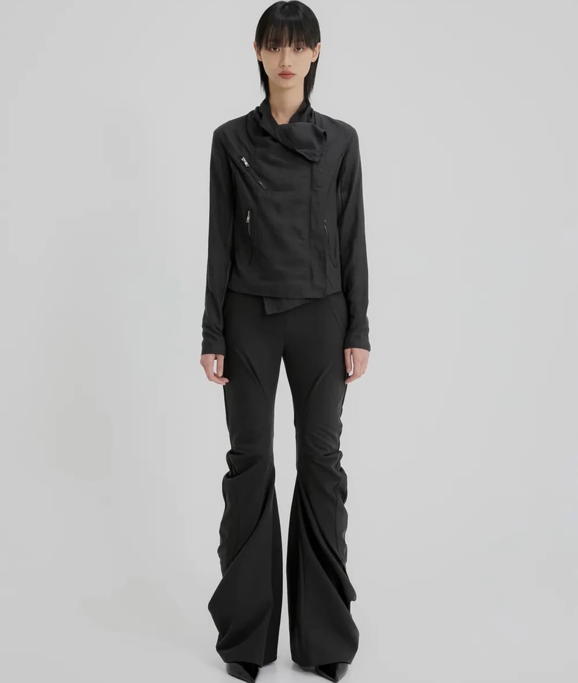 Asymmetrical Biker Jacket (FL-047_Black) 상품이미지3