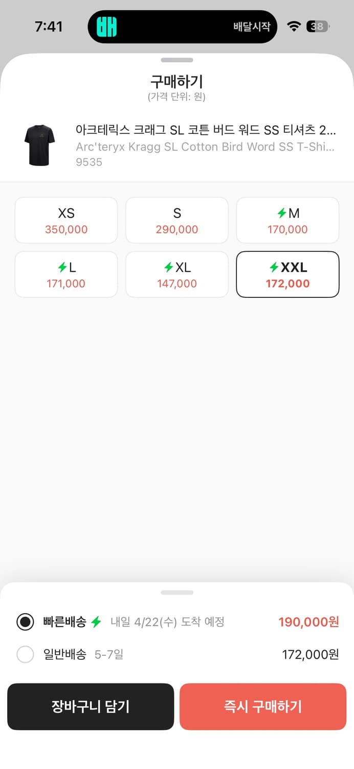 정품 아크테릭스 버드워드 SS 티셔츠 24K 새상품 xxl사이즈 상품이미지4