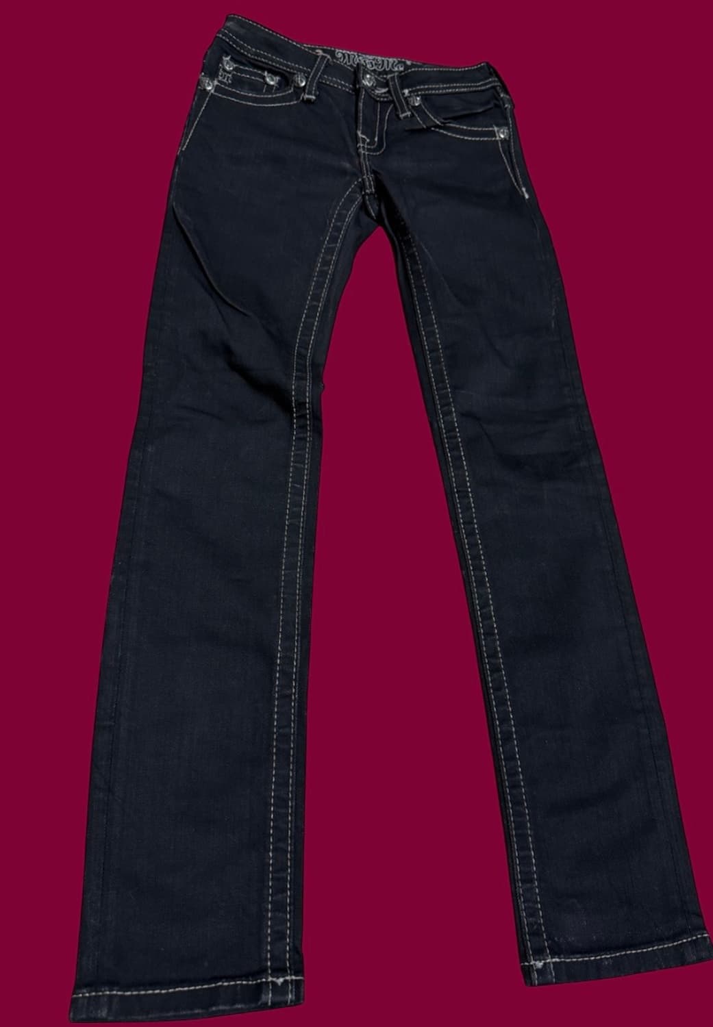 Miss Me 라인스톤 로우라이즈 스키니진 블랙 상품이미지3