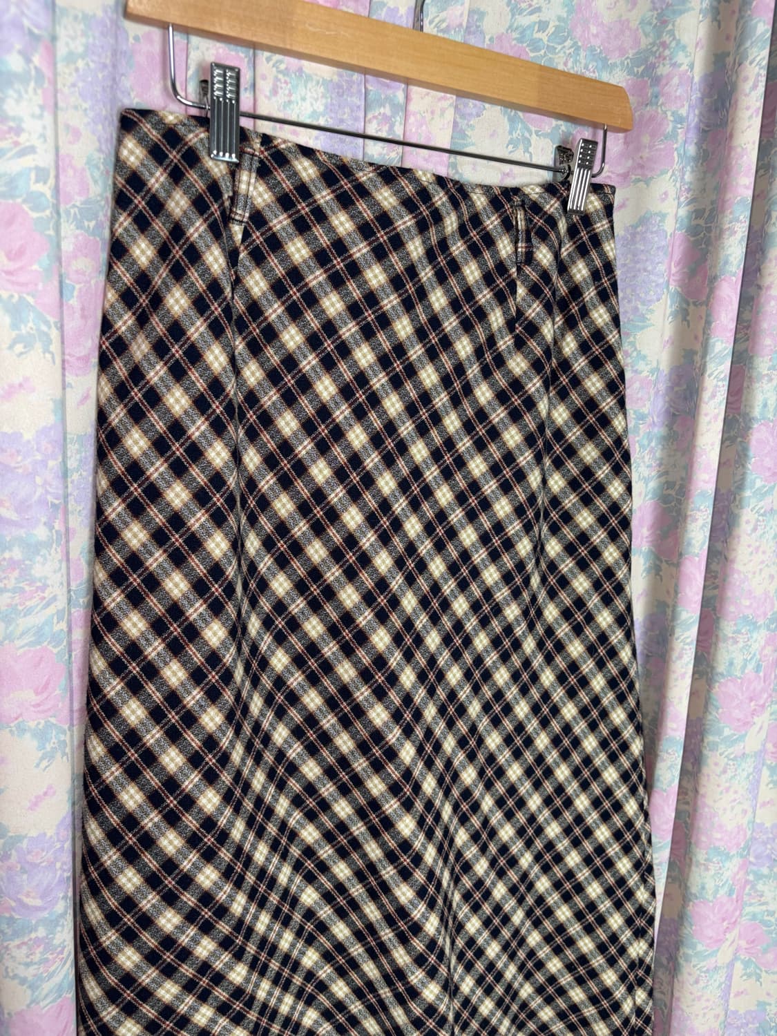 네이비 베이지 체크 롱 스커트 상품이미지8