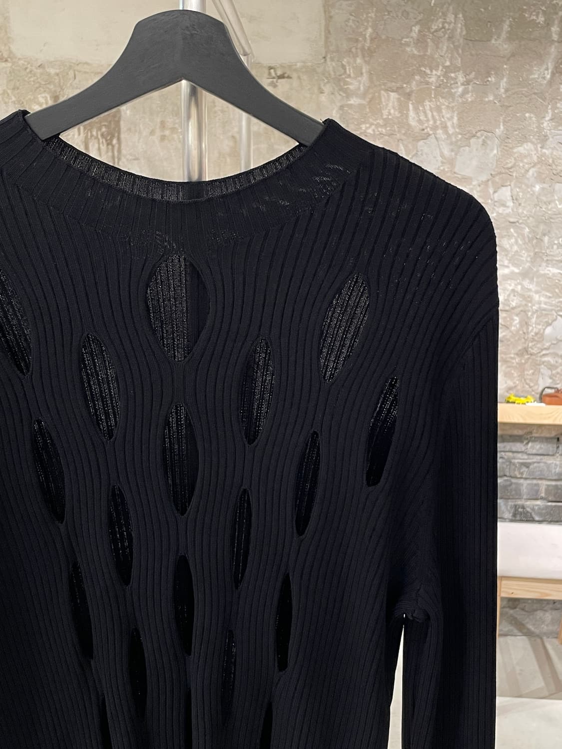 디온 리 블랙 컷 아웃 골지 니트 상품이미지3