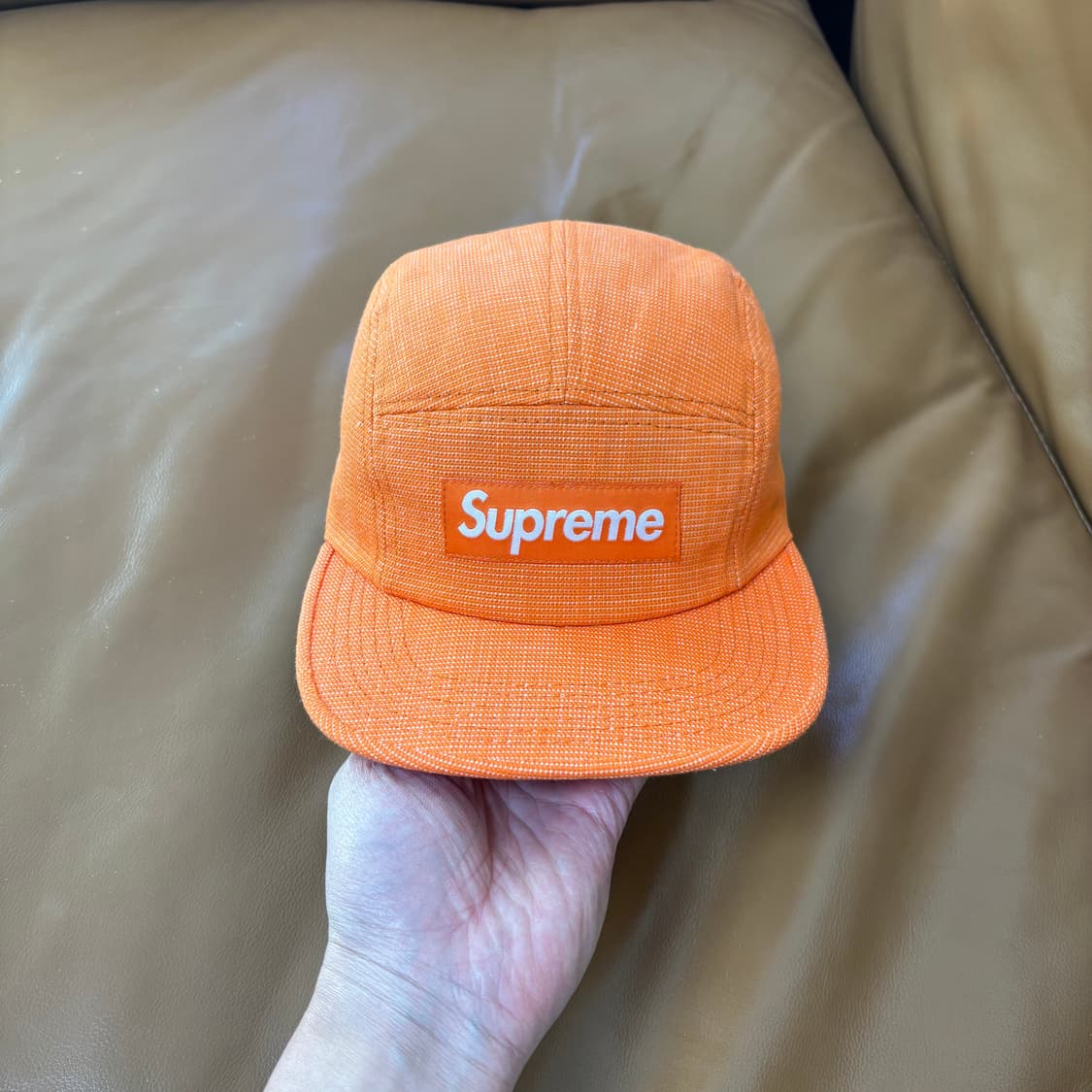 슈프림 캠프캡 모자 박스로고 오렌지 상품이미지2