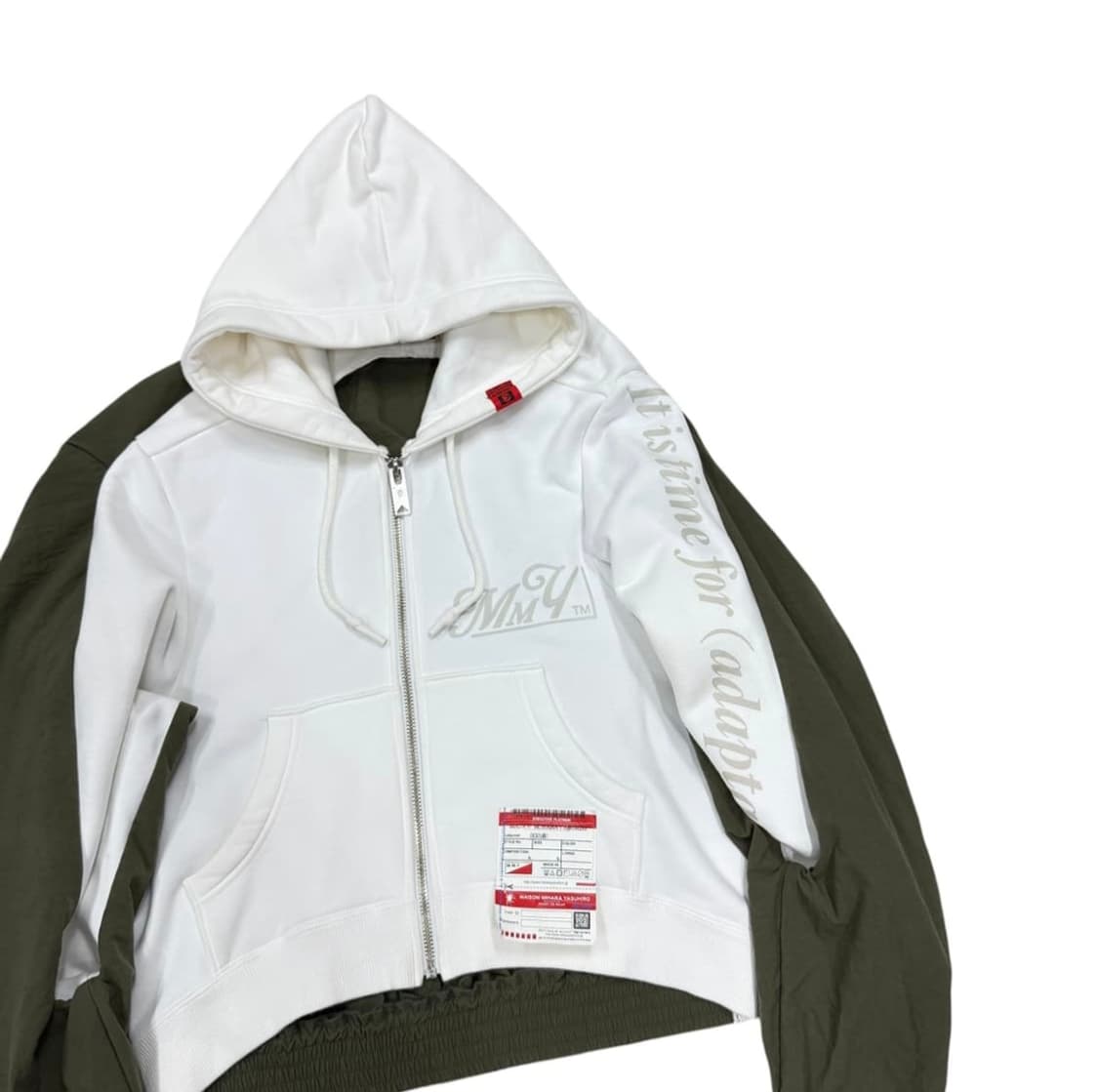 미하라야스히로 후드집업 자켓 카키 화이트 상품이미지2