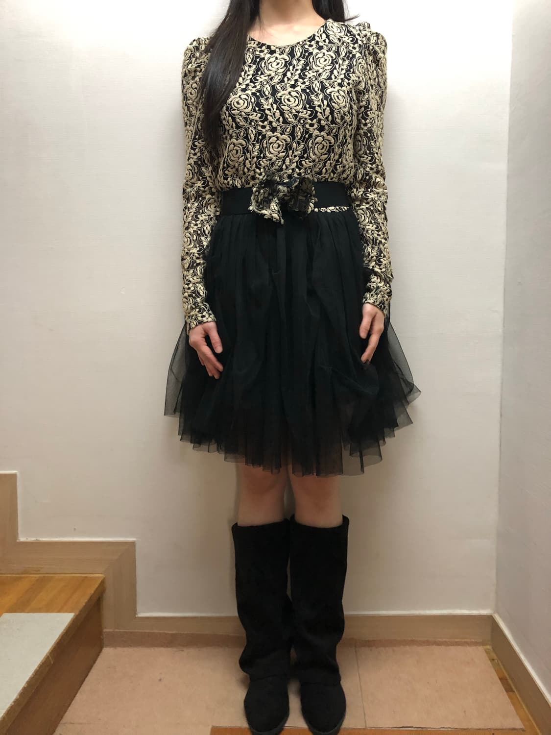 빈티지 블랙 오리엔탈 레이스 원피스 상품이미지1
