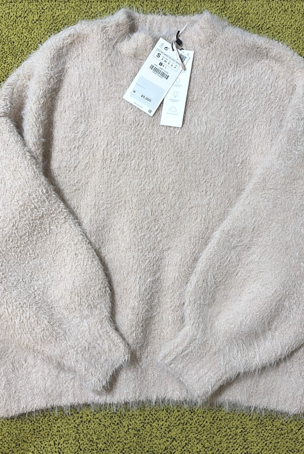 새 상품 ) 자라 ZARA 퍼 니트 스웨터 아이보리 S 상품이미지1