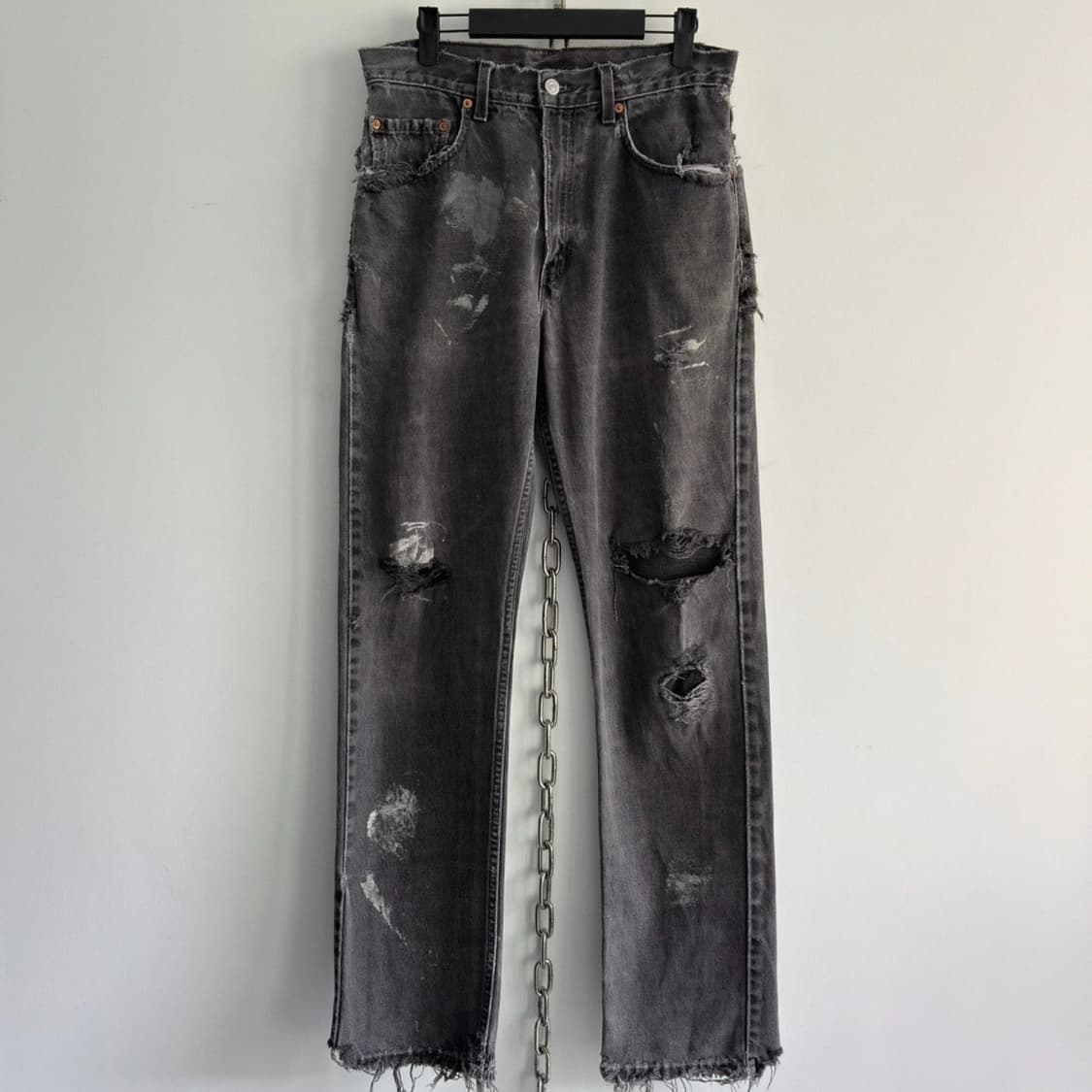 빈티지 Levis 505 Paint Black Denim Jeans 상품이미지1