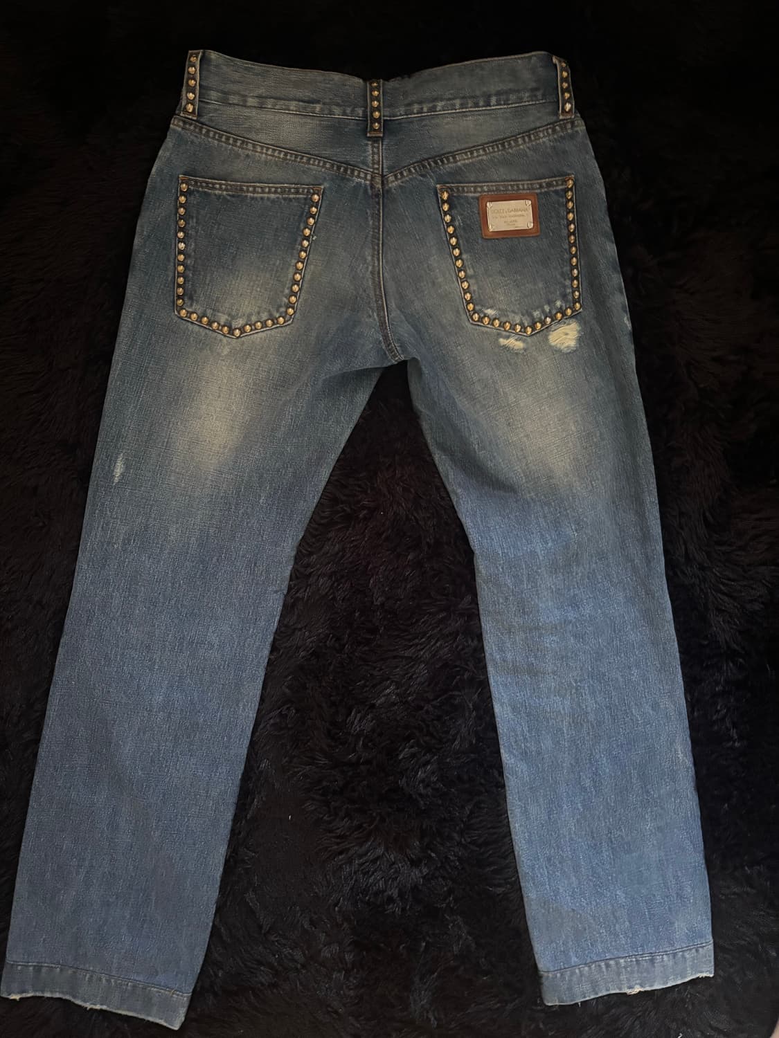 돌체앤가바나 로우라이즈 스트레이트 스터드 장식 팬츠 32 상품이미지2