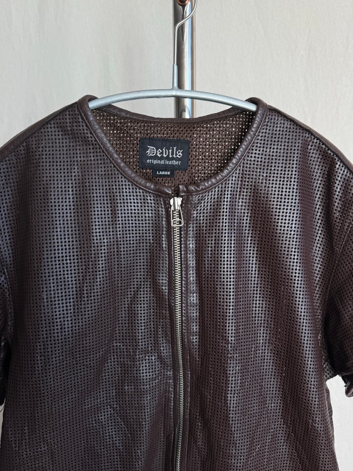 Vintage 집업 레더 반팔 자켓 상품이미지4