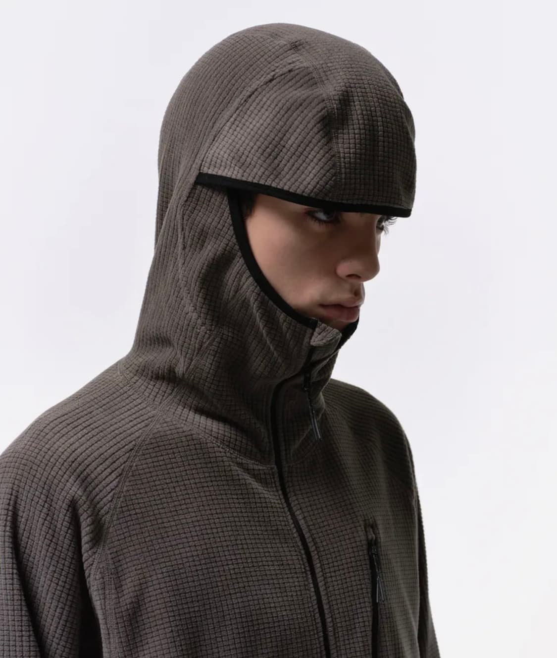 시티 레저 그리드 폴라 플리스 바라클라바 후디드 집업 [머드 그레이]  상품이미지3