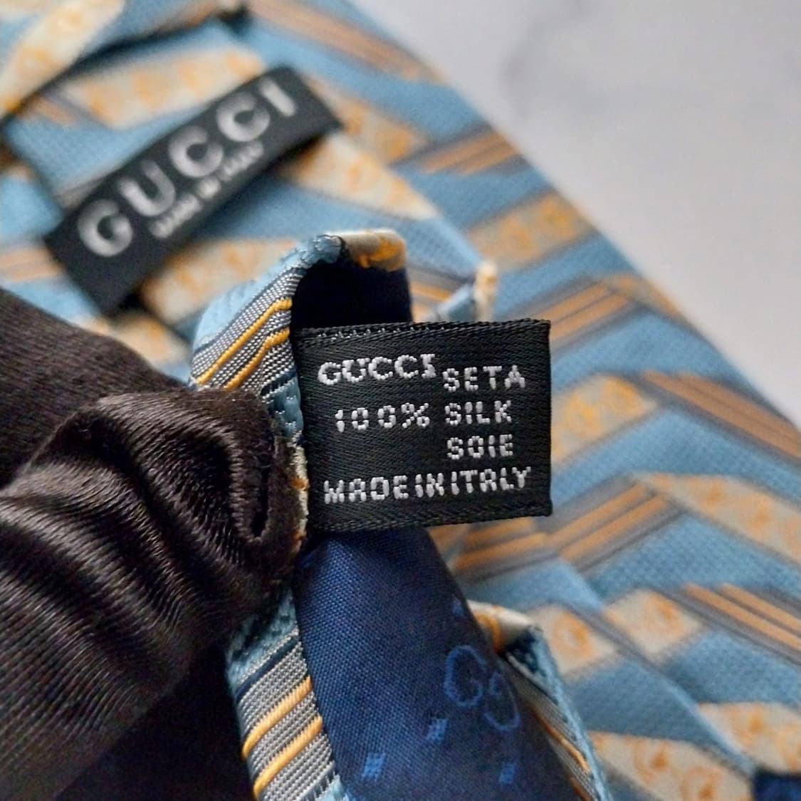 구찌 실크 블루 홀스빗 자카드 넥타이 9.6cm A+등급 K1478
 상품이미지10