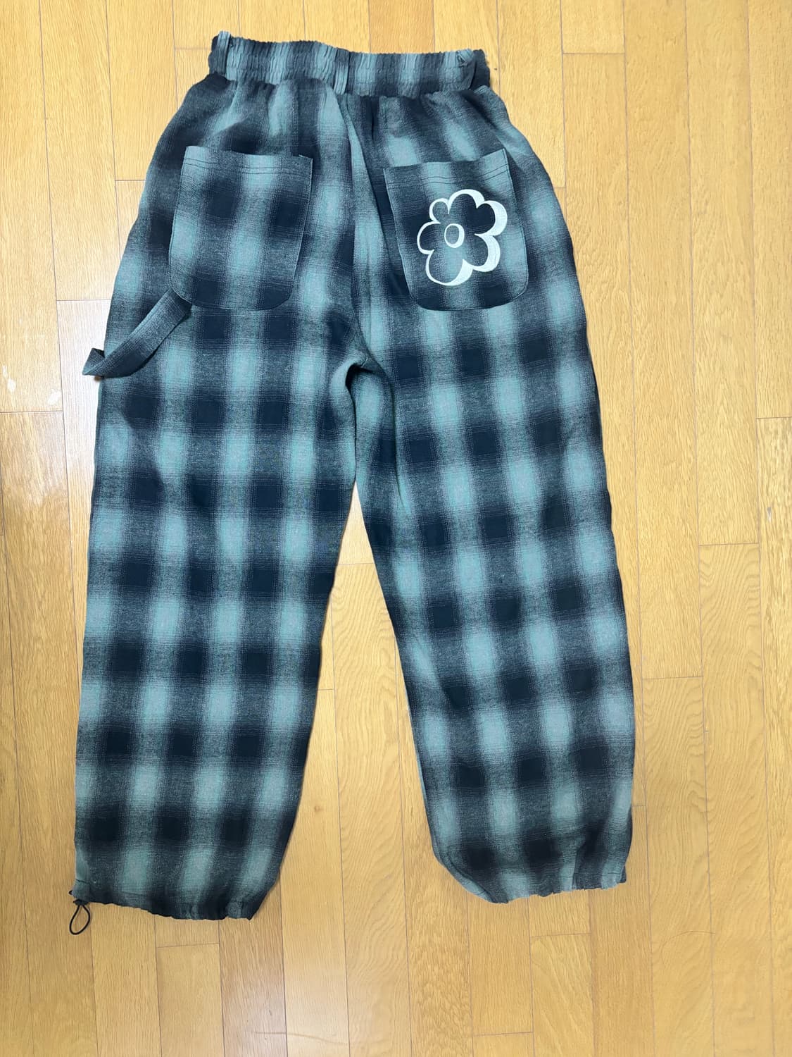 아워세이아워 체크 플라워 와이드팬츠 상품이미지4