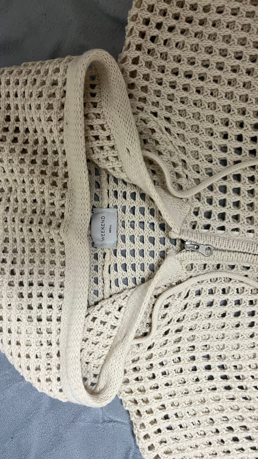 weekend 후드 니트 그물 집업 가디건 상품이미지2