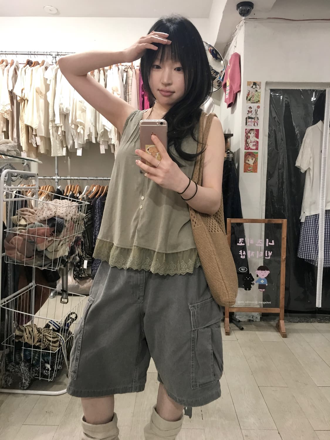 Washed Black Cargo Bermuda Pants 상품이미지2