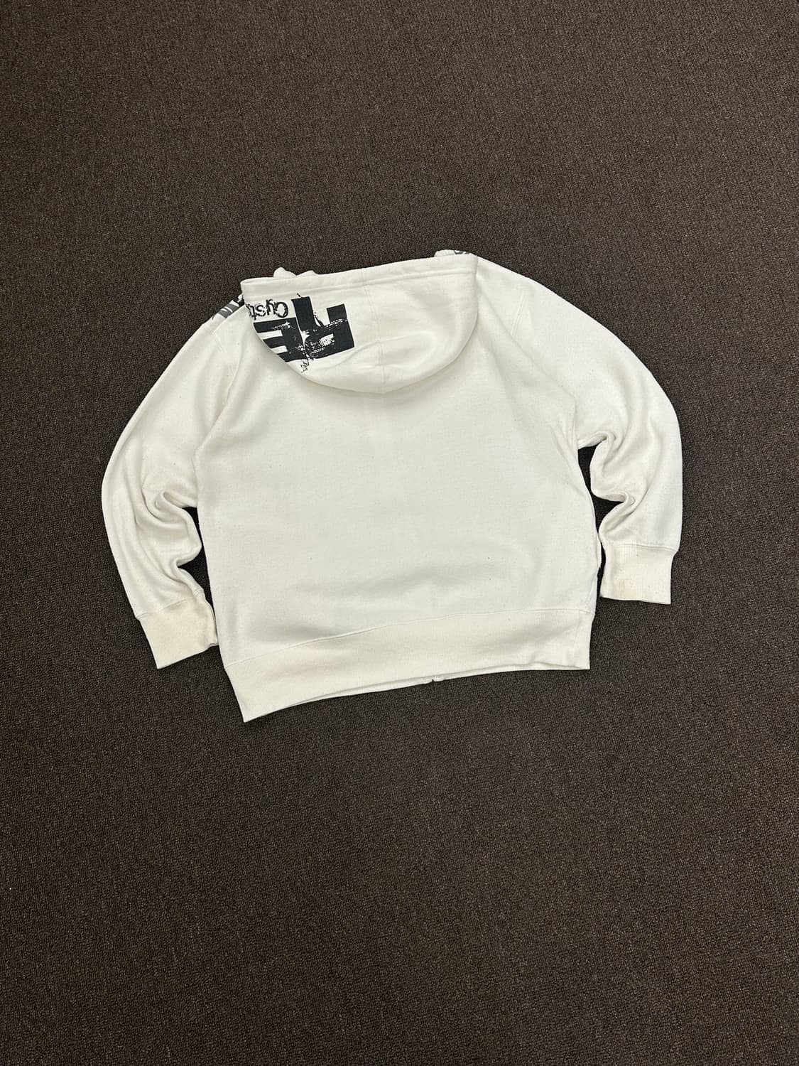 L)Beaumere vintage 레터링 화이트 후드집업 상품이미지4
