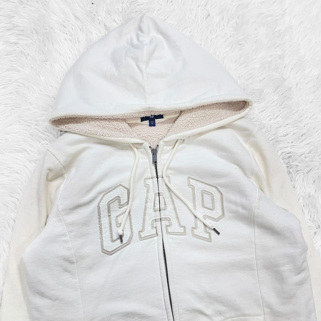 갭 GAP 스펠 로고 양털 후드집업 아이보리 상품이미지3