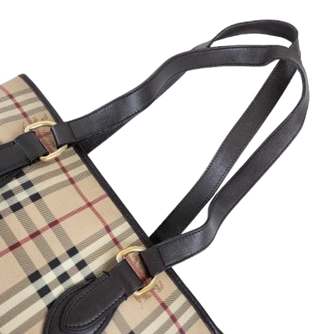 정품 버버리 헤이마켓 체크 브라운 레더 숄더백 상품이미지8