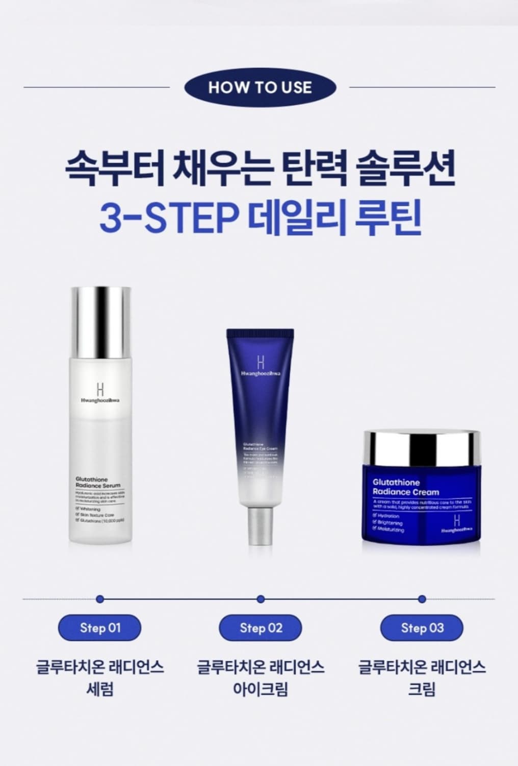 황후지화 글루타치온 래디언스 3종 세트 세럼 아이크림 수분크림  고급 쇼 상품이미지2