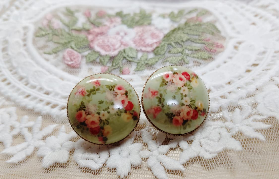 vintage) 빈티지 플라워 패턴 귀걸이 상품이미지1