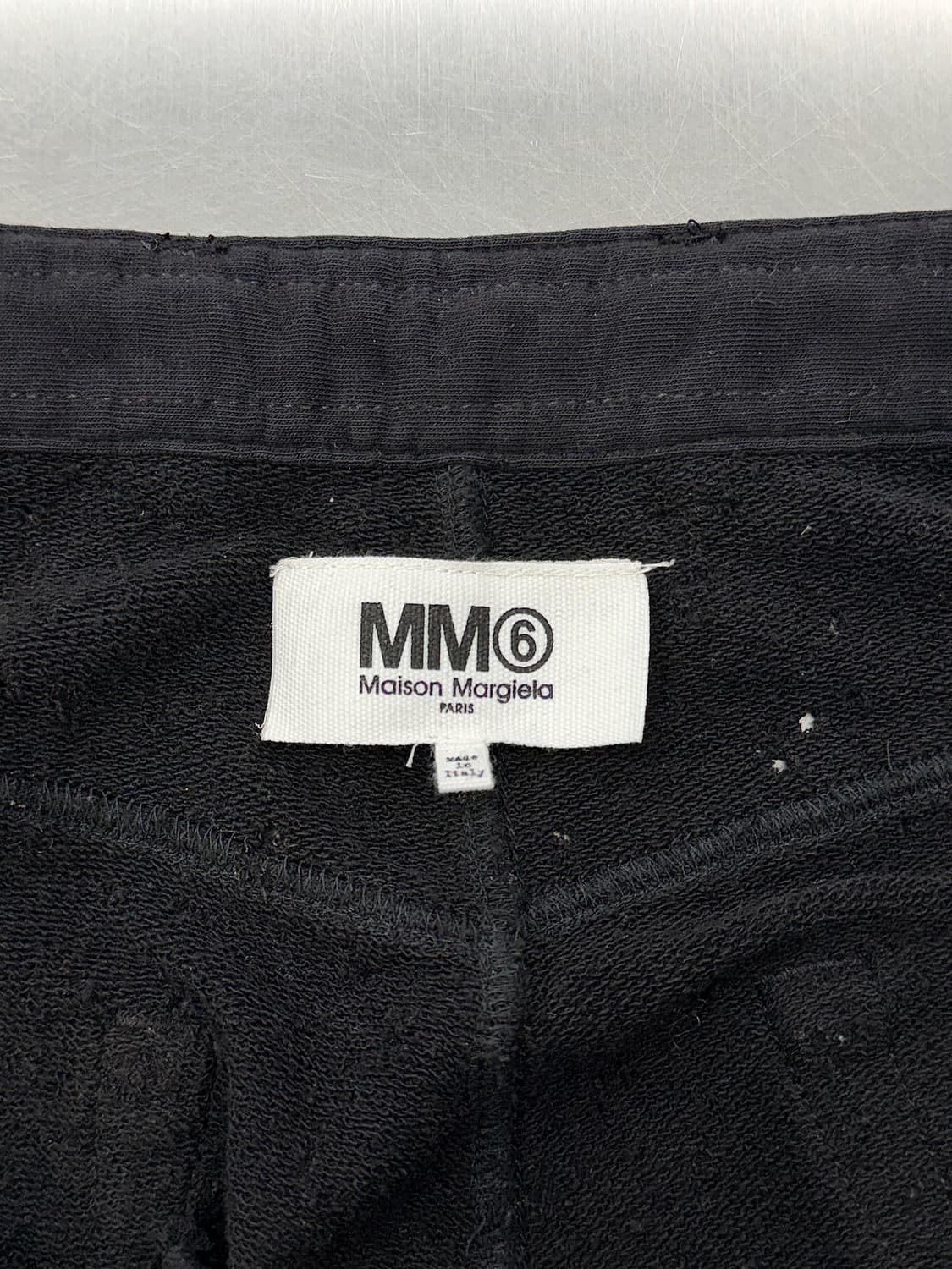 MM6 메종 마르지엘라 블랙 디스트로이드 와이드 코튼 스웨트 팬츠 상품이미지7