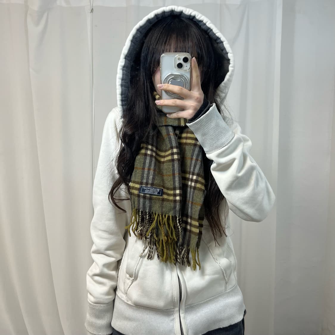 Burberry Khaki Lambswool Muffler 상품이미지1
