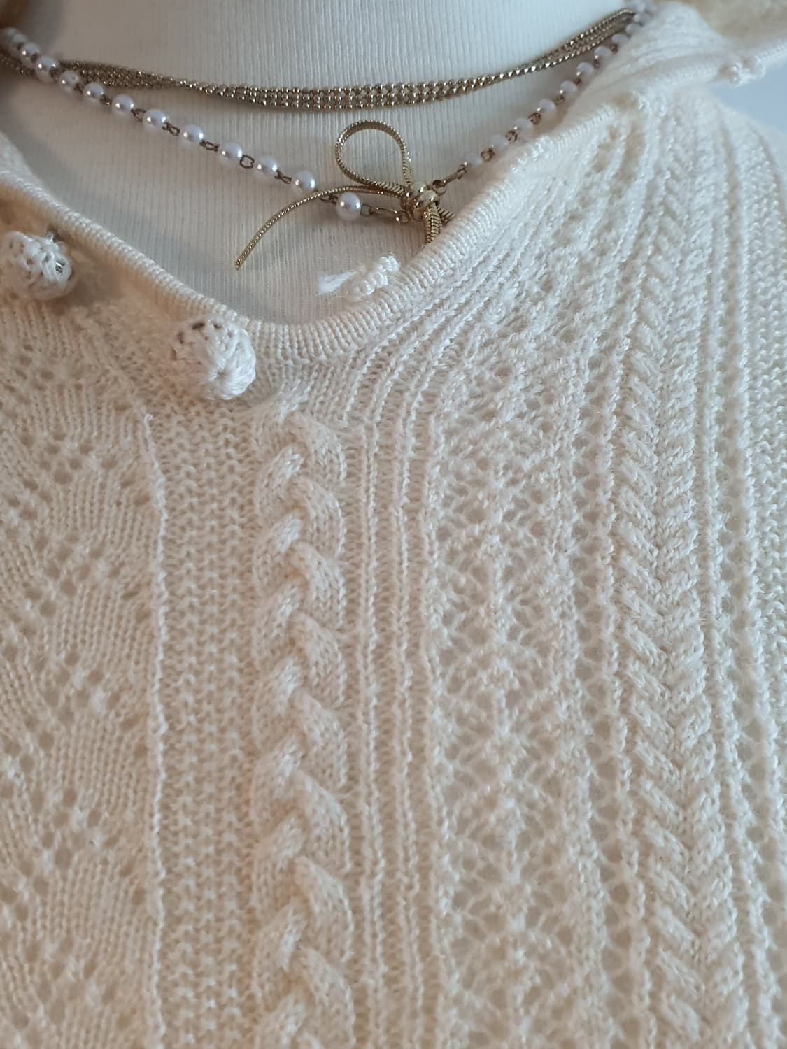 [빈티지] 아이보리 니트 긴팔 블라우스 상품이미지4