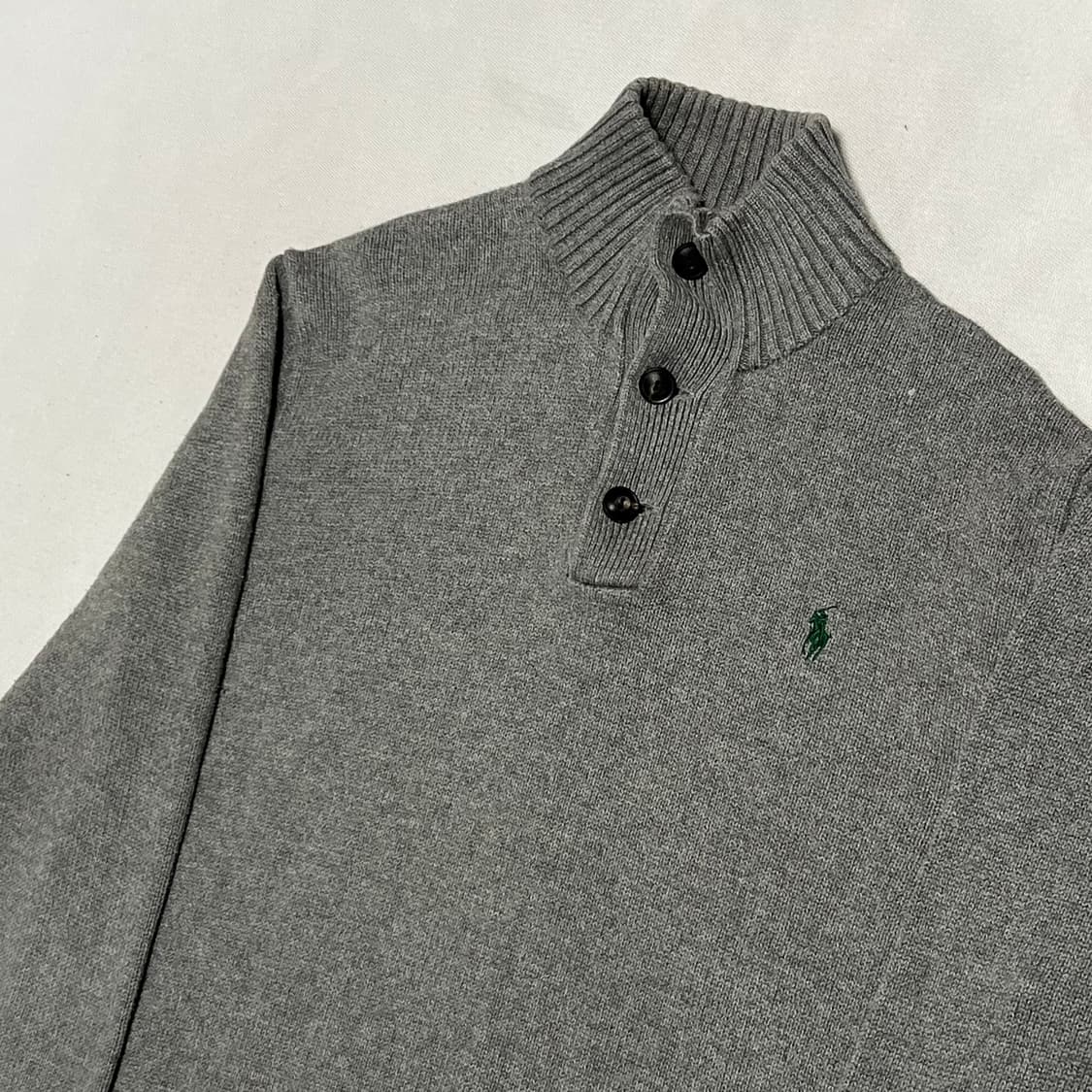 M 폴로랄프로렌 그린 포니 버튼 터틀넥 그레이 코튼 니트 상품이미지1