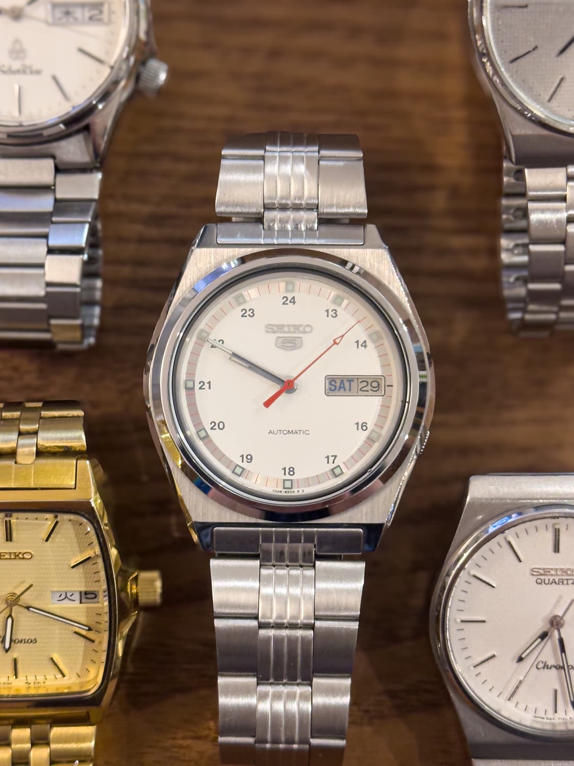 중고] 세이코 5 빈티지 오토매틱 시계 - 레드 핸즈 필드워치 밀리터리  상품이미지1