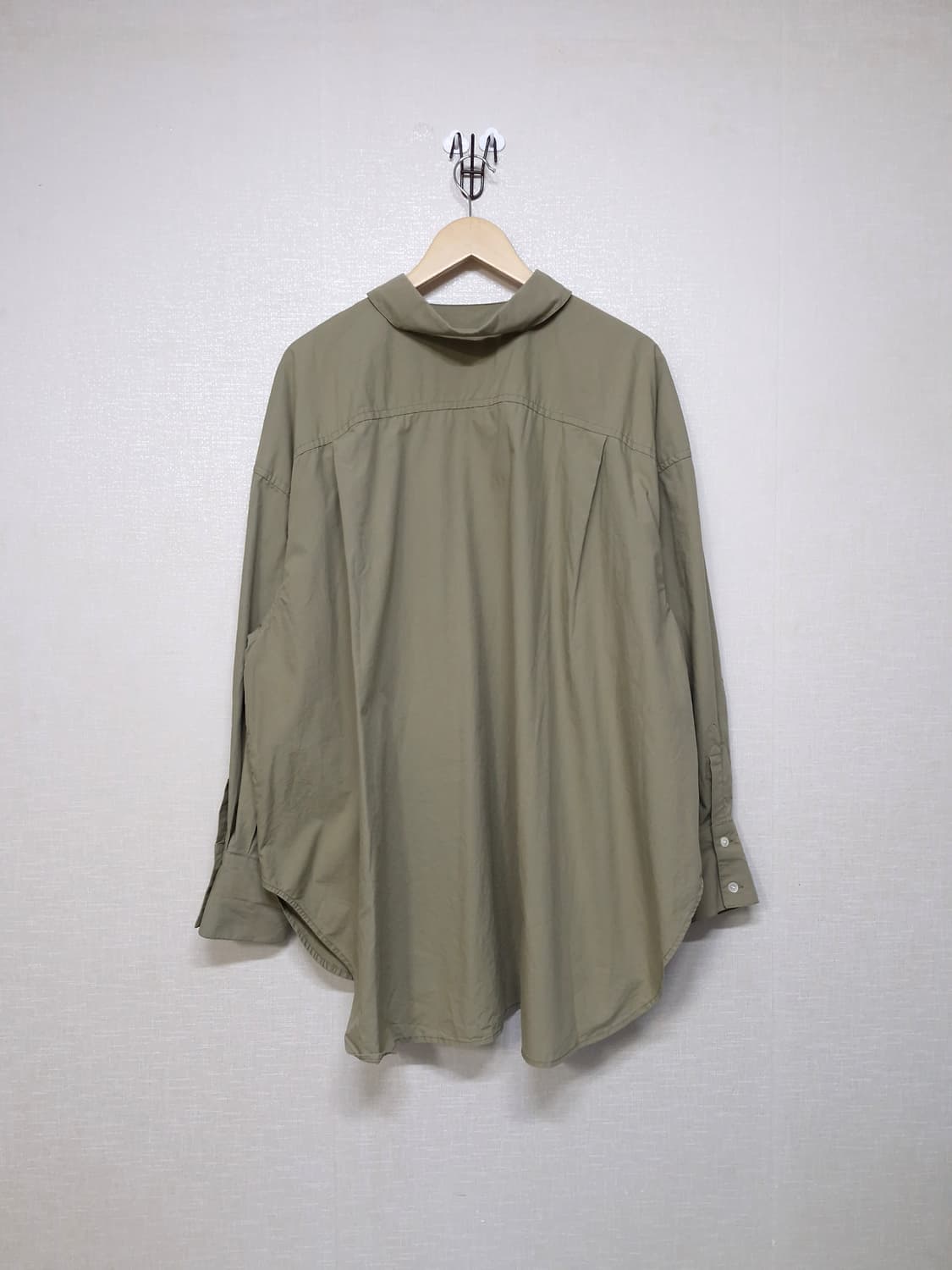 문선(MOONSUN) 오버핏 코튼 셔츠 올리브 상품이미지4