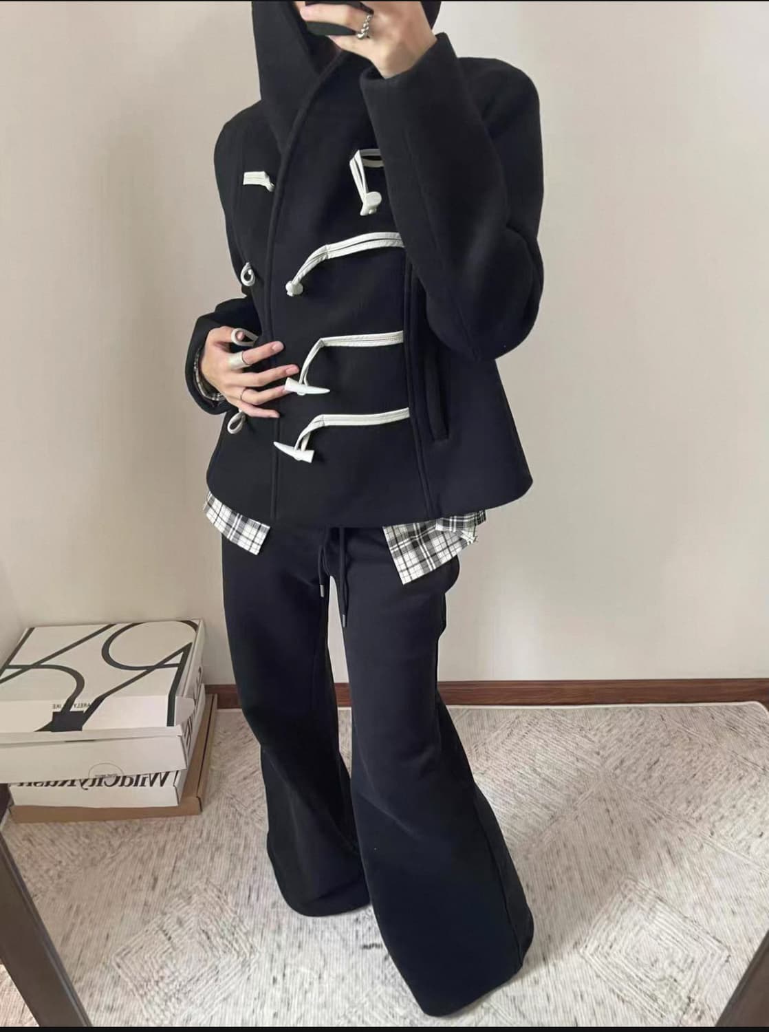 Rarely Alike 네이비 후드 더플 코트 M 상품이미지7