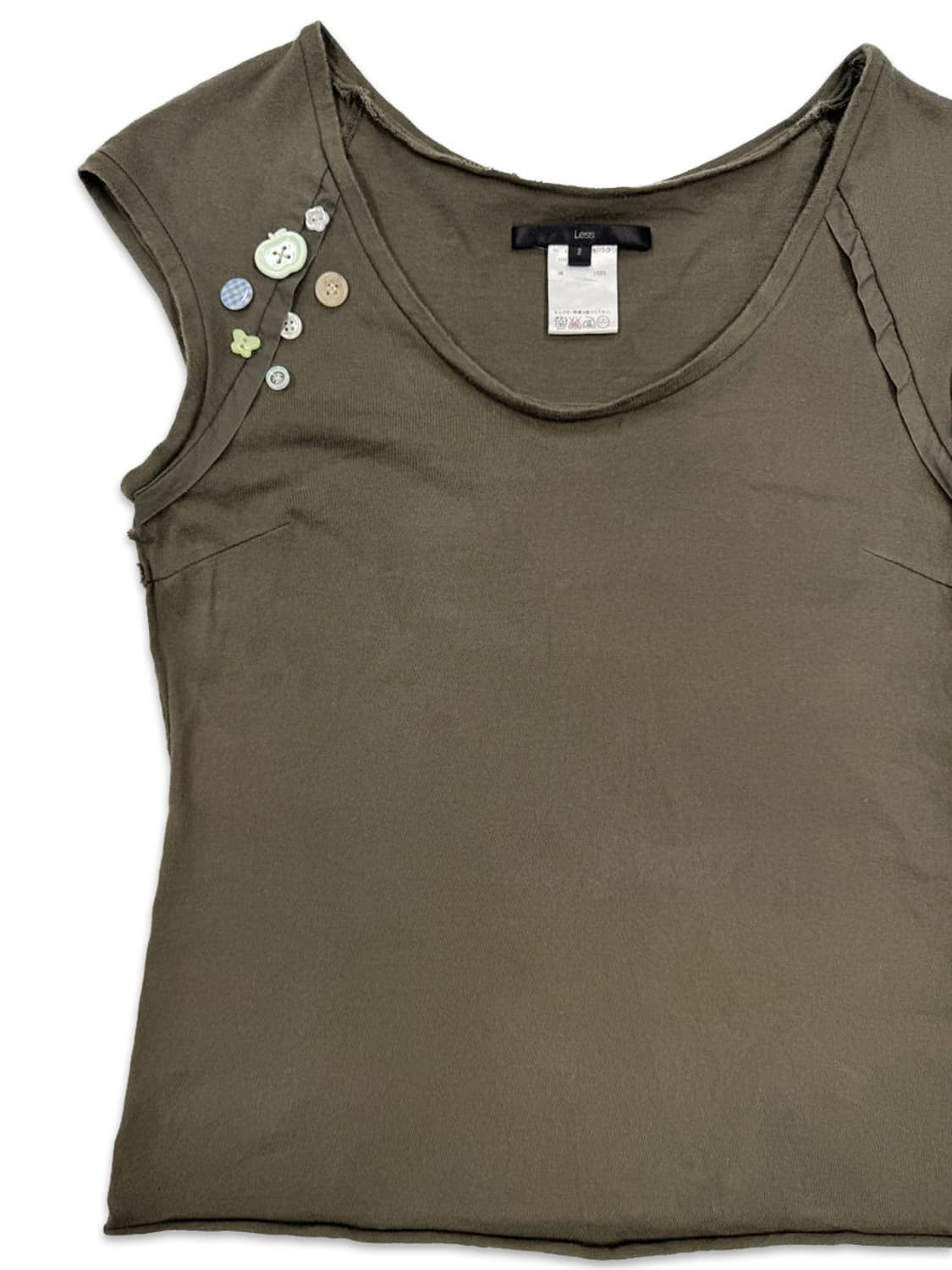 빈티지 카키 포인트 단추 레이어드 슬리브리스 상품이미지3