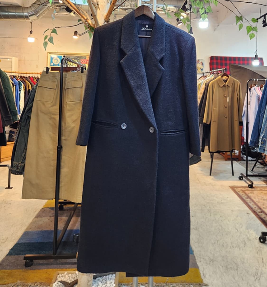 Lui chantant 도톰한 캐시미어 울 블렌드 블랙 롱 코트 상품이미지2