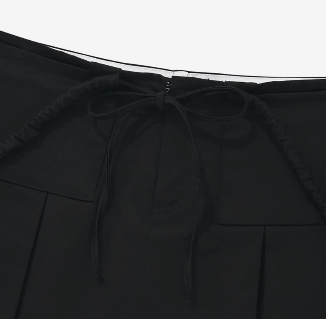 키르시 로우 웨스트 플리츠 스커트 블랙 상품이미지2