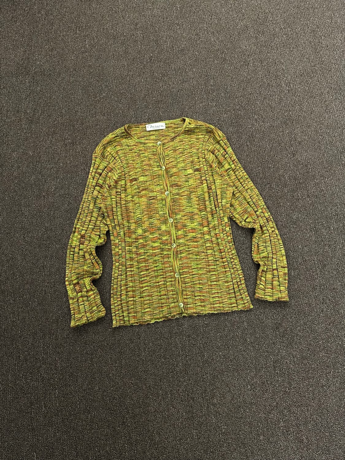OS)Japanese vintage 여성 패턴 골지 니트 가디건 상품이미지3