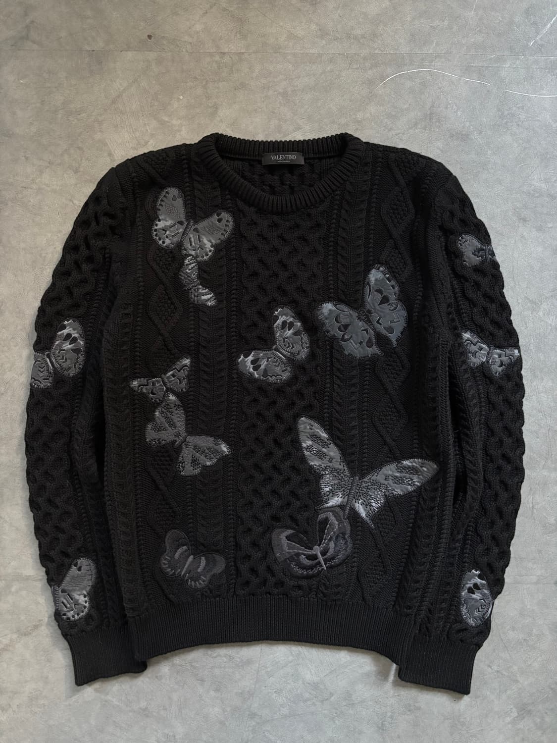 Valentino 발렌티노 버터플라이 자수 코튼 케이블 니트 상품이미지3