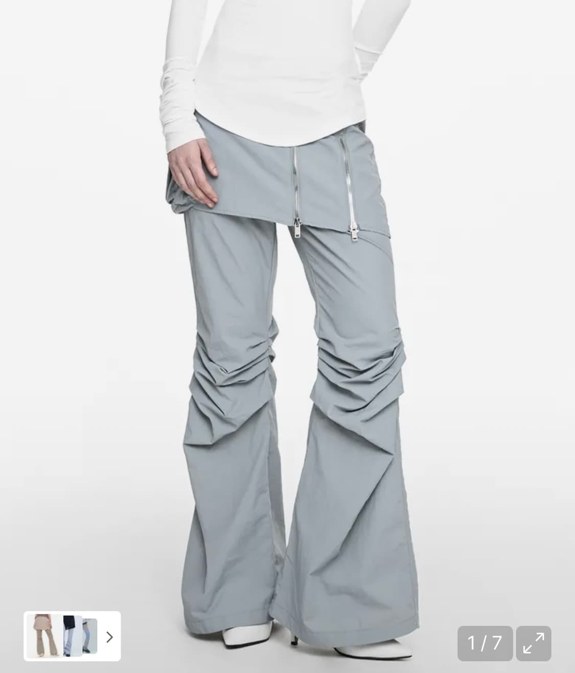 나체 부츠컷 스커트 팬츠 (블루 그레이) 상품이미지1