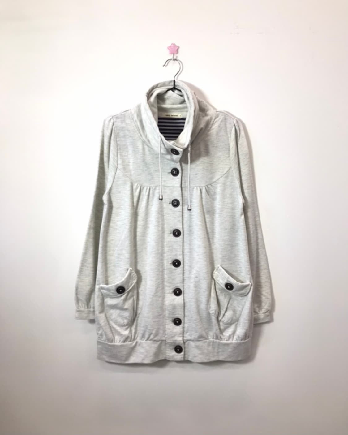 Jpn Oatmeal High-Neck Button Cardigan 상품이미지1
