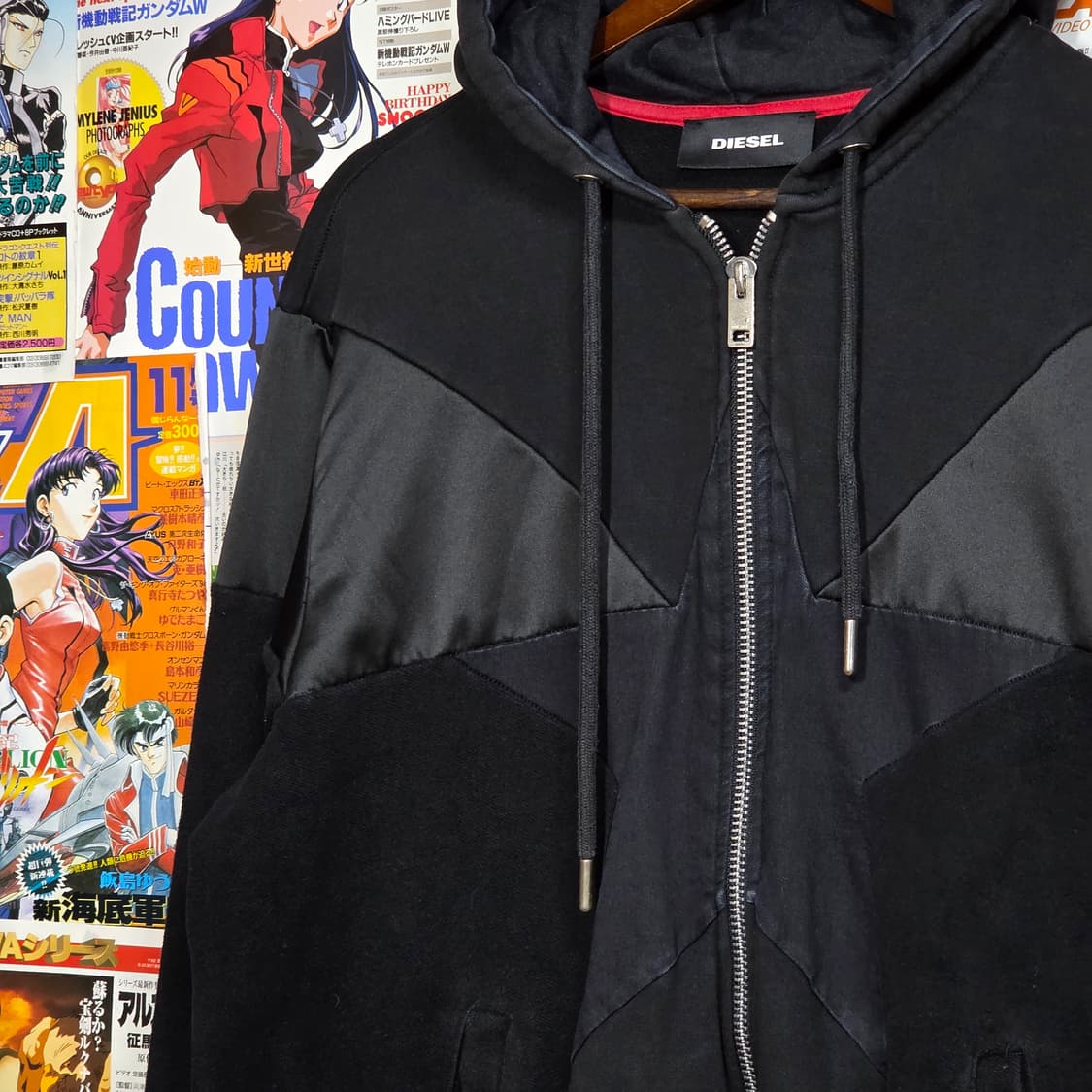 디젤 스타 배색 후드 집업 상품이미지3