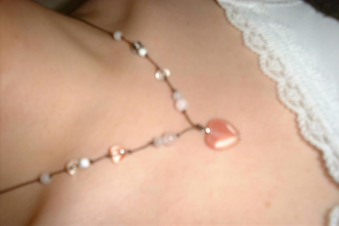 Pale pink heart necklace 연분홍 하트 비즈 목걸이 상품이미지3