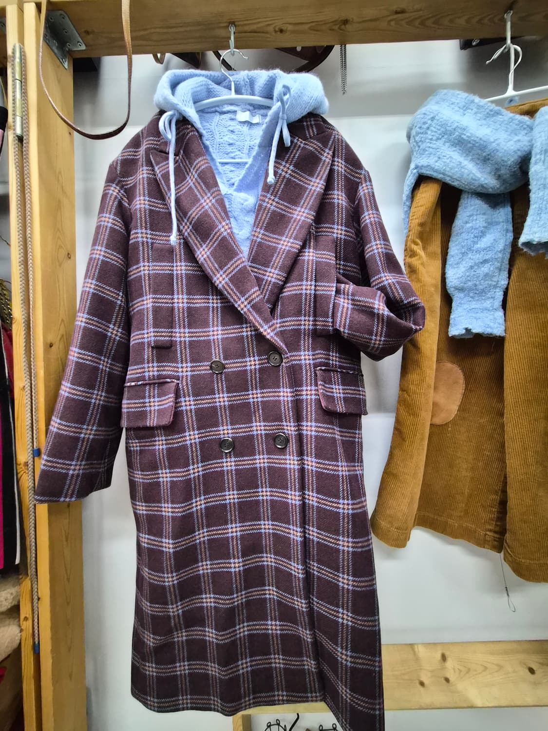 럭키슈에뜨 체크 롱코트 상품이미지1