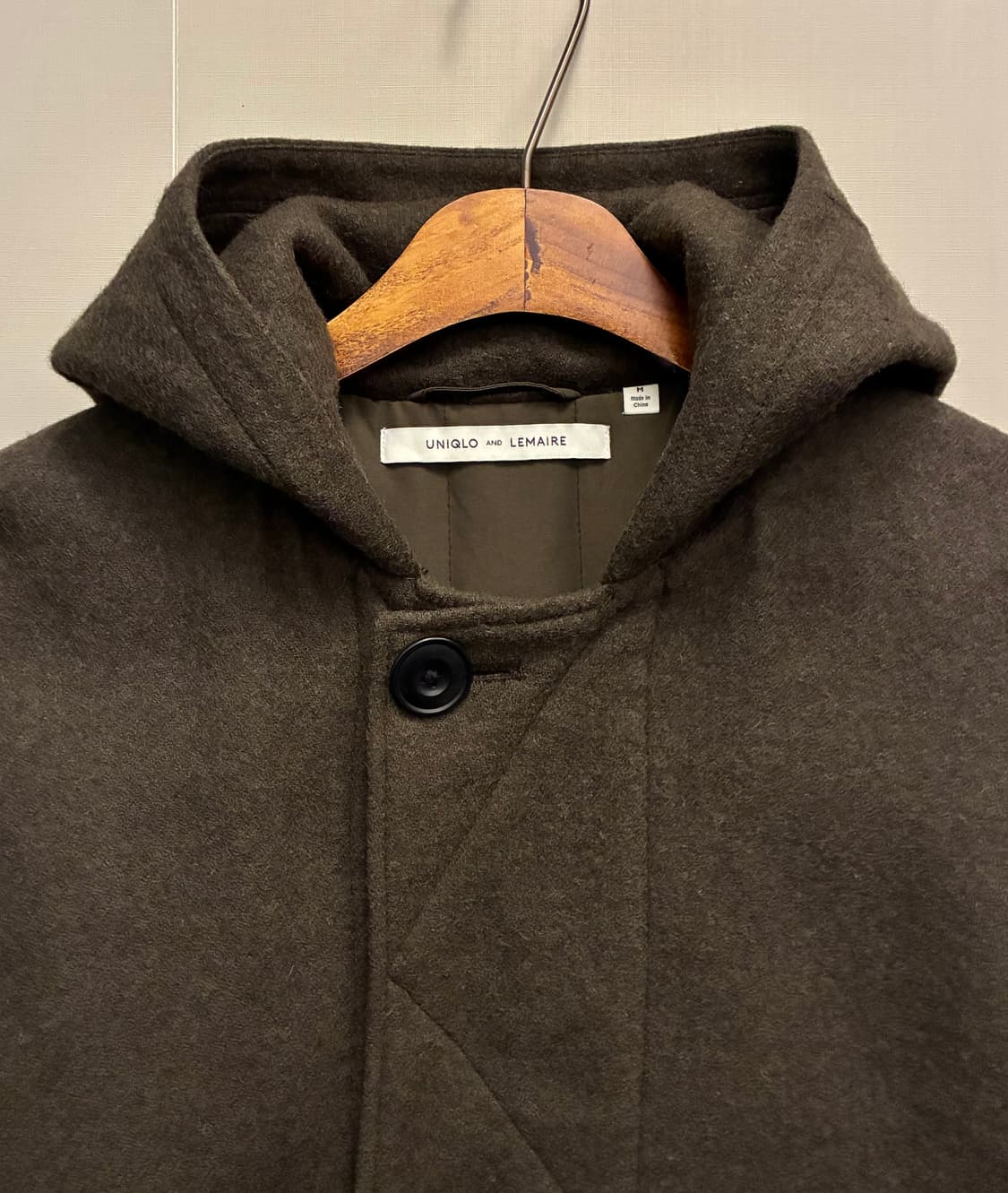 (M/100)JPN 유니클로 x 르메르 울 블렌드 후드 코트 올리브 상품이미지5