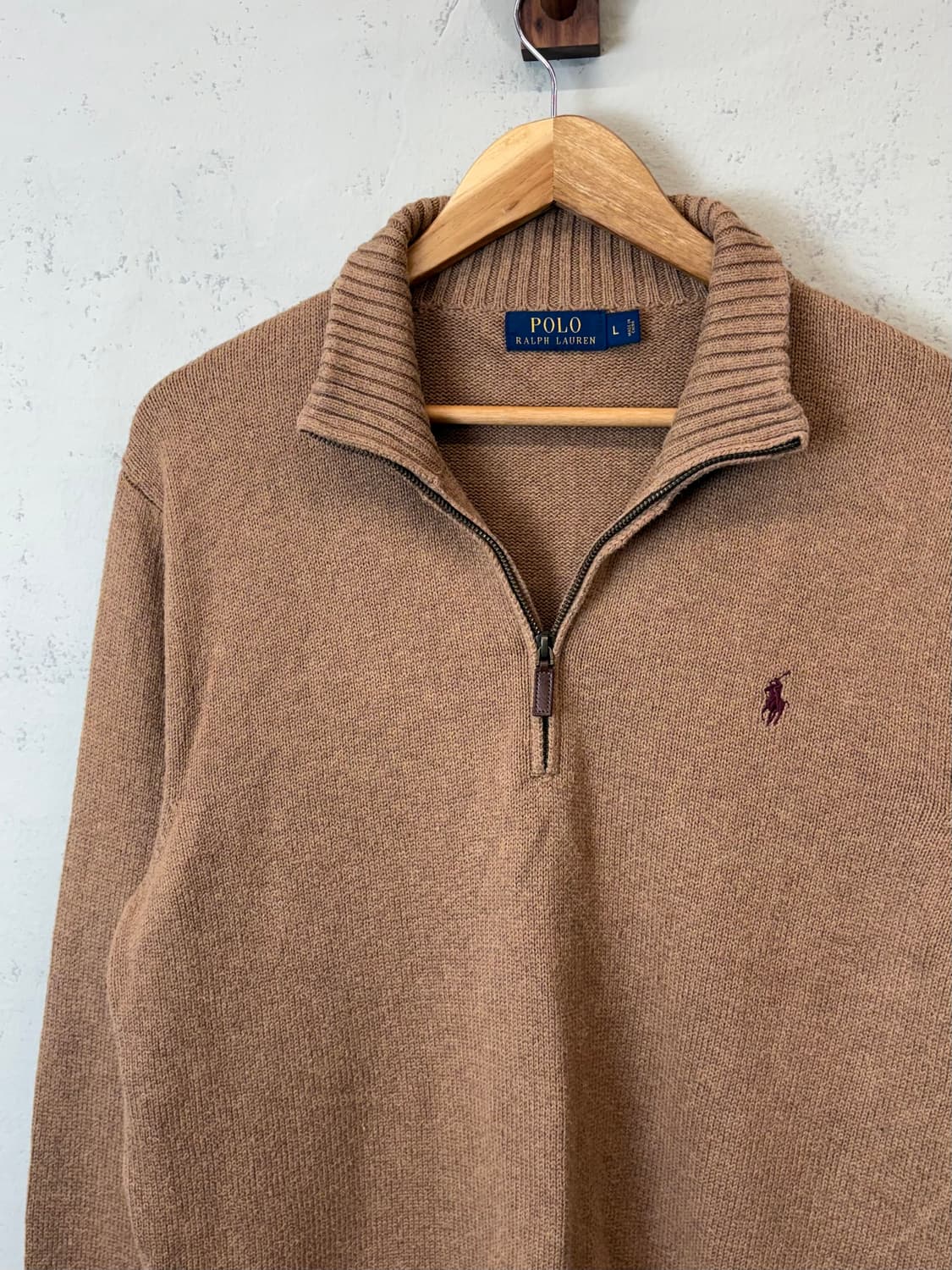 폴로랄프로렌 코튼 반집업 니트 베이지 상품이미지5