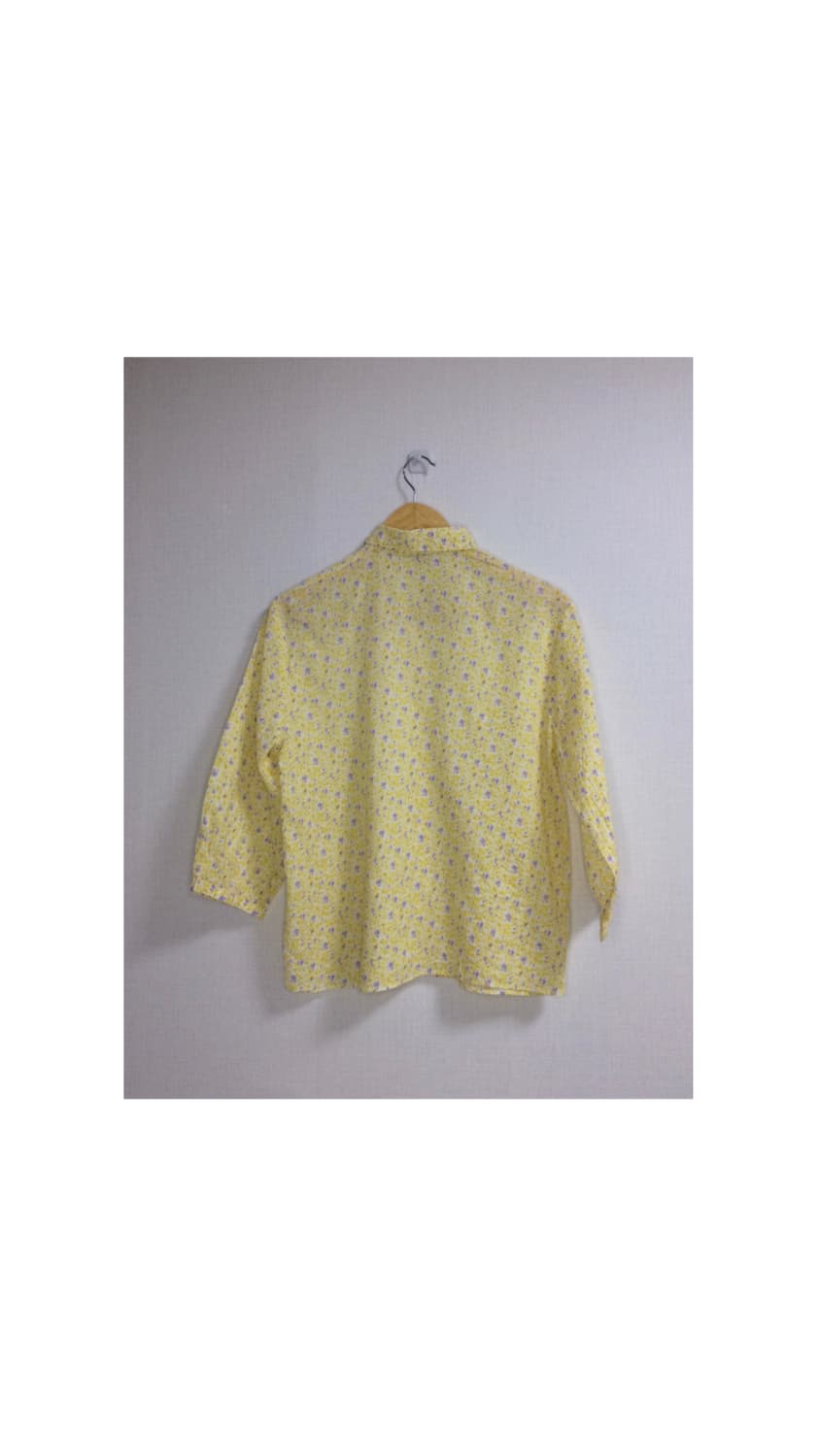 빈티지 옐로우 잔꽃 플라워 7부 소매 블라우스 상품이미지4