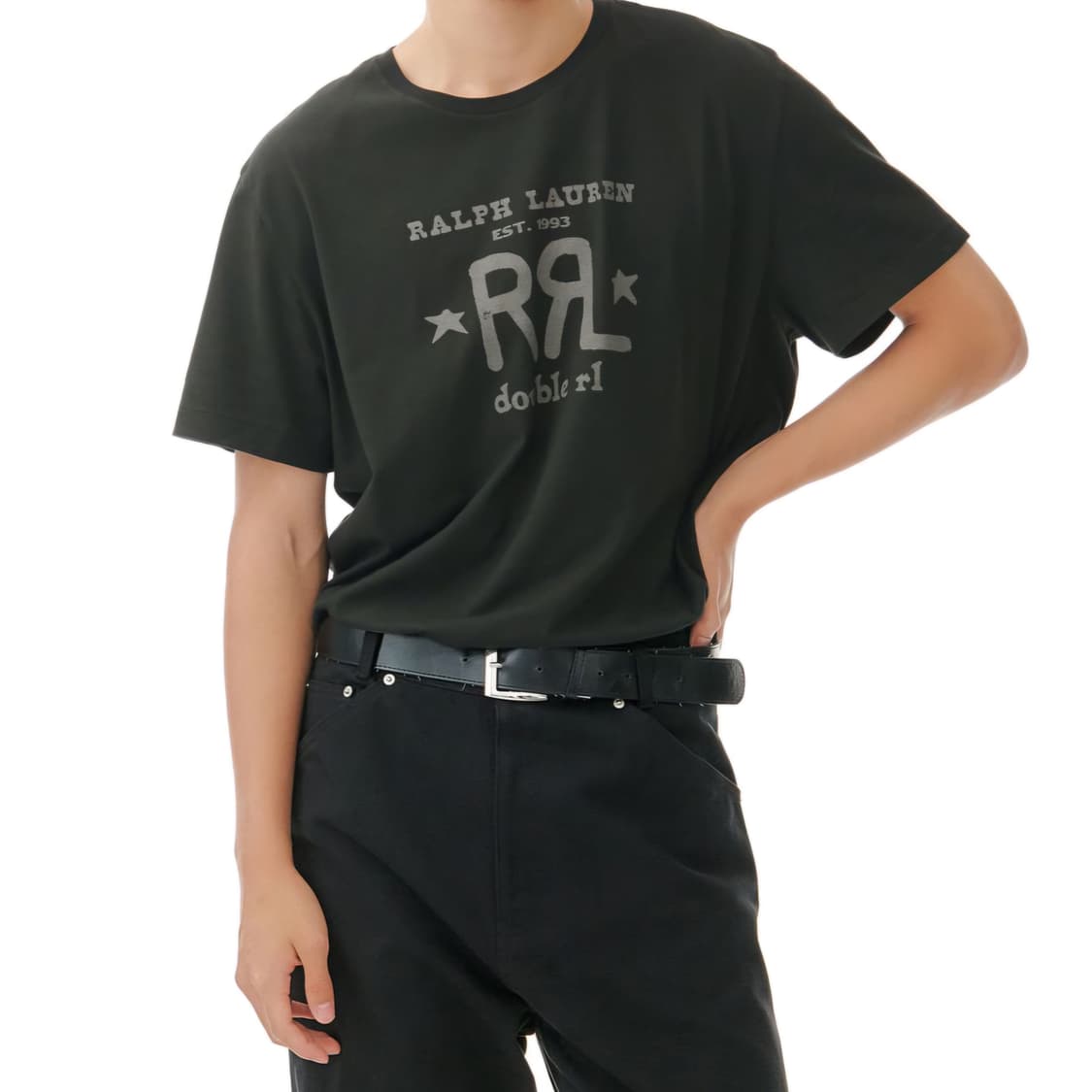 RRL 랄프로렌 더블알엘 그래픽 로고 반팔 티셔츠 페이드 블랙 캔버스폴로 상품이미지3