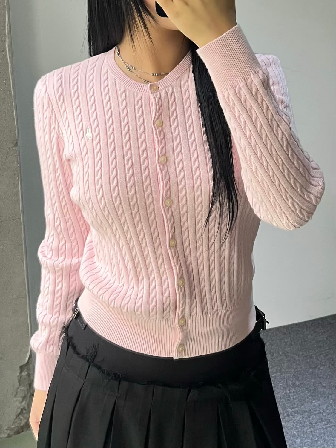 폴로 랄프 로렌 QR 라벨 케이블 가디건 상품이미지1