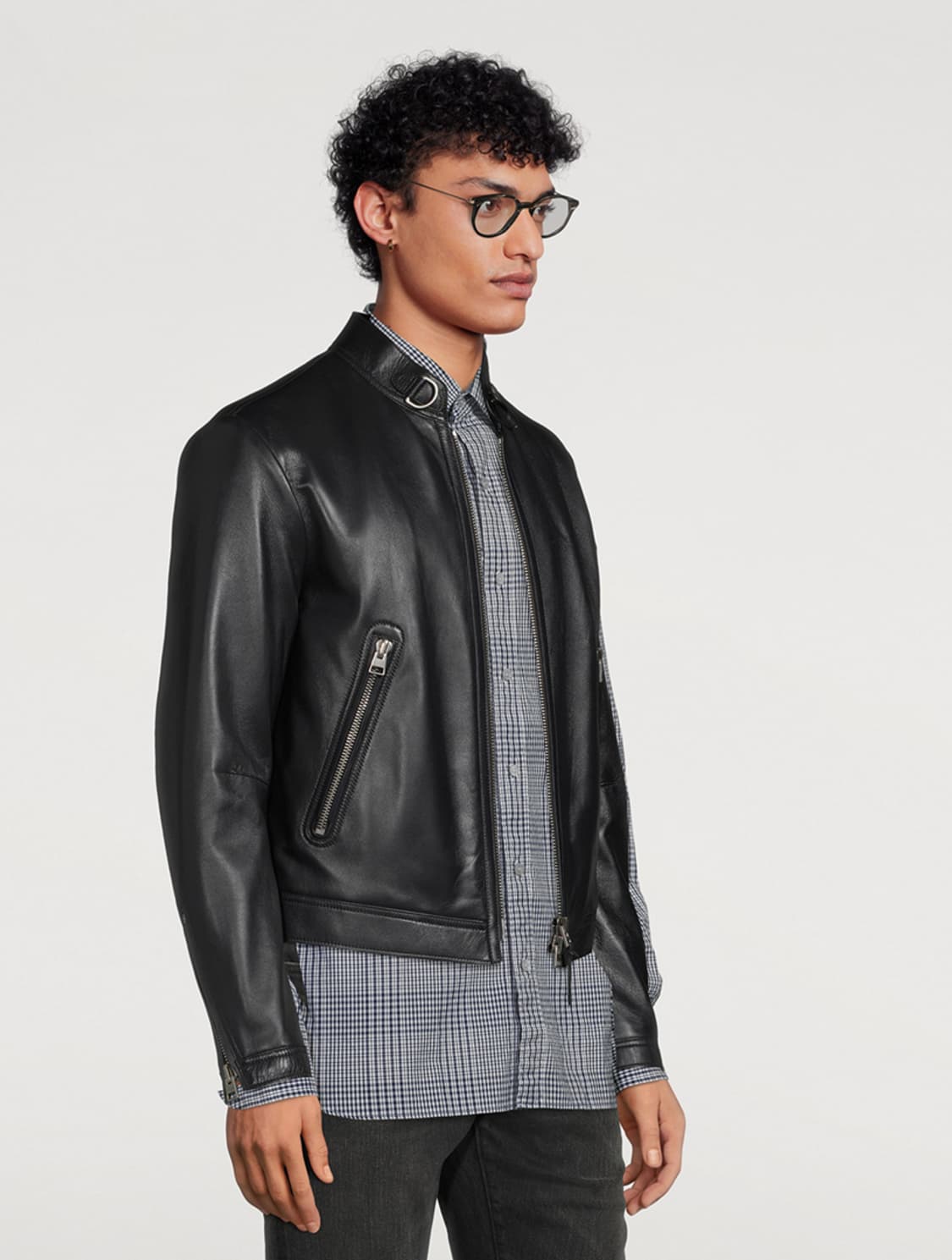 톰포드 카프스킨 신상 바이커 레더 자켓 상품이미지1