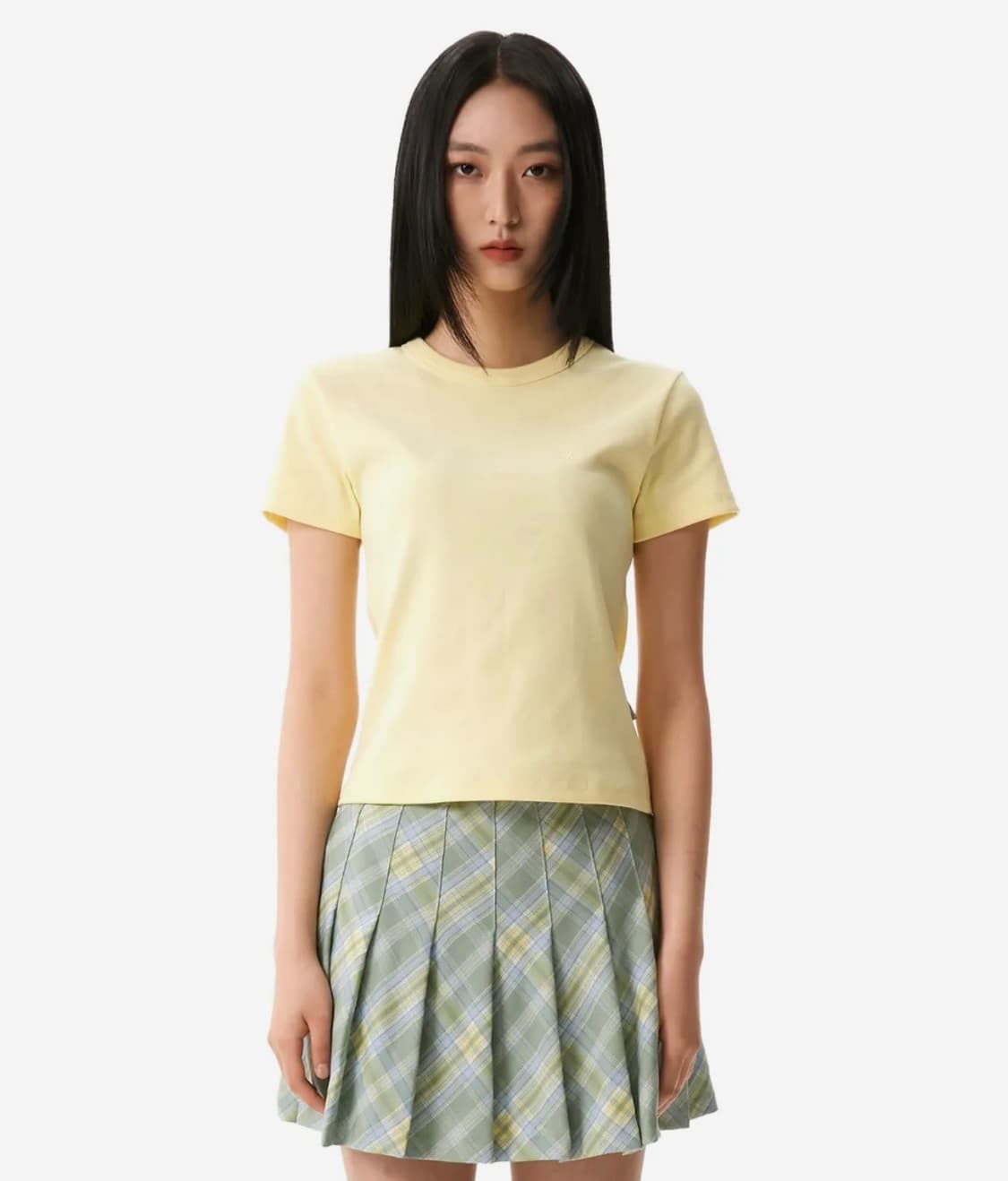 큐리티 C BASIC EMBROIDERY T-SHIRT_YELLOW 상품이미지2
