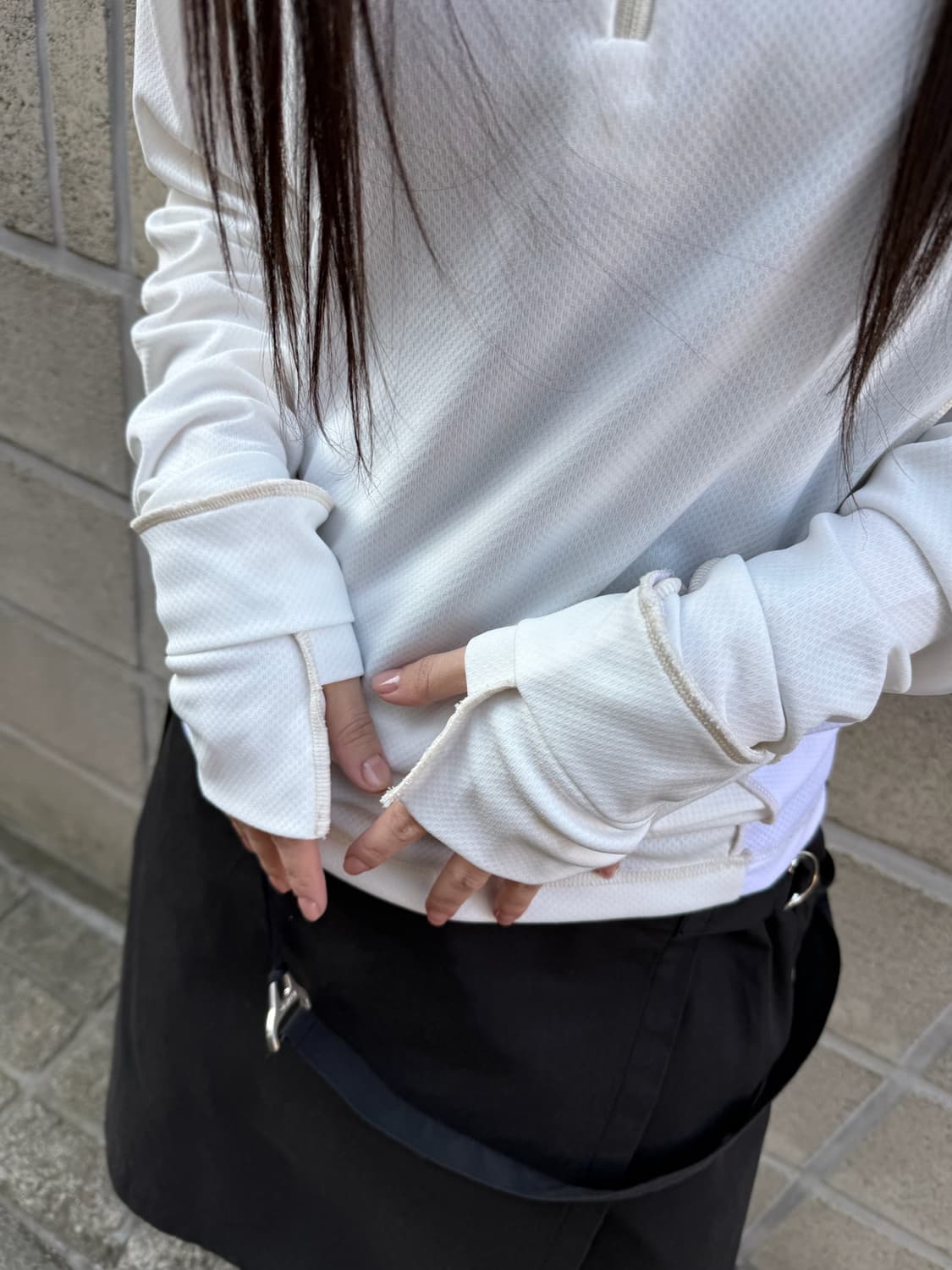 혜인 서 화이트 하프집업 져지 롱 슬리브 상품이미지4