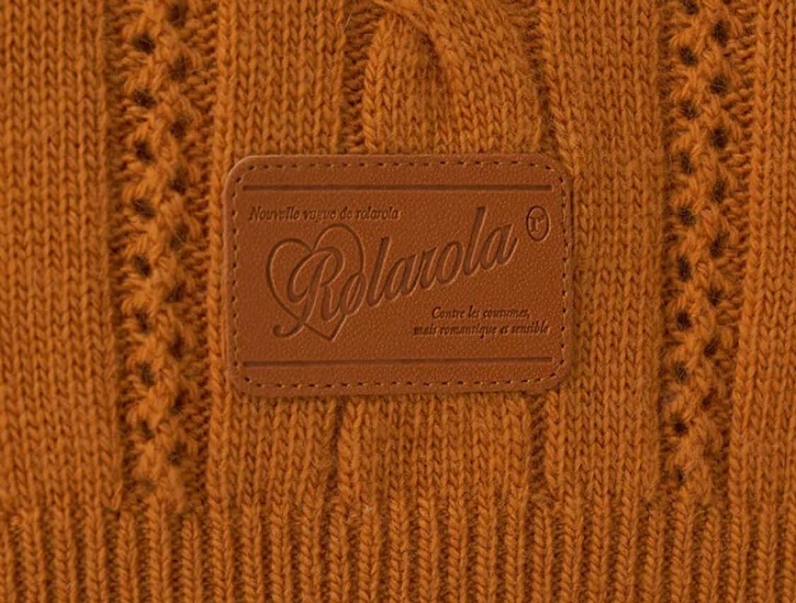 로라로라 V NECK CABLE LABEL KNIT ORANGE 상품이미지6
